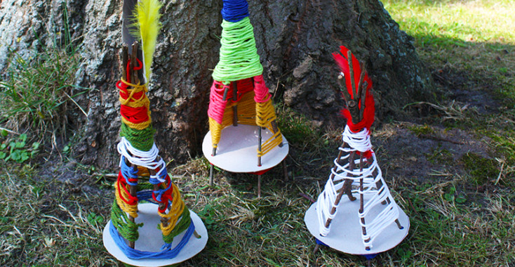 DIY wigwam van takken en wol