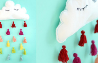 DIY Wanddecoratie | wolk met vrolijke regen