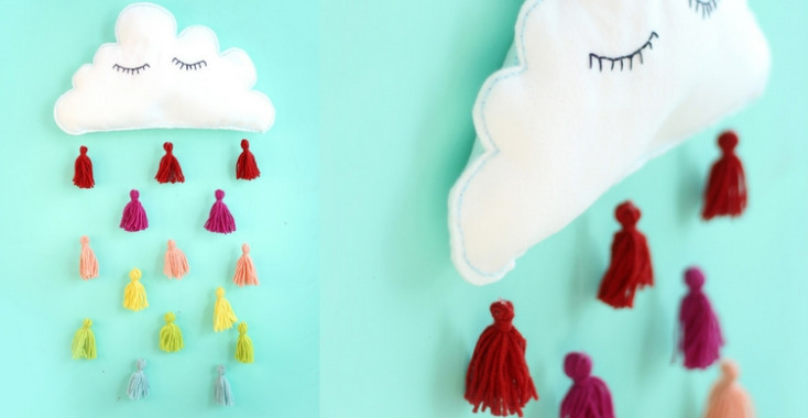 DIY Wanddecoratie | wolk met vrolijke regen